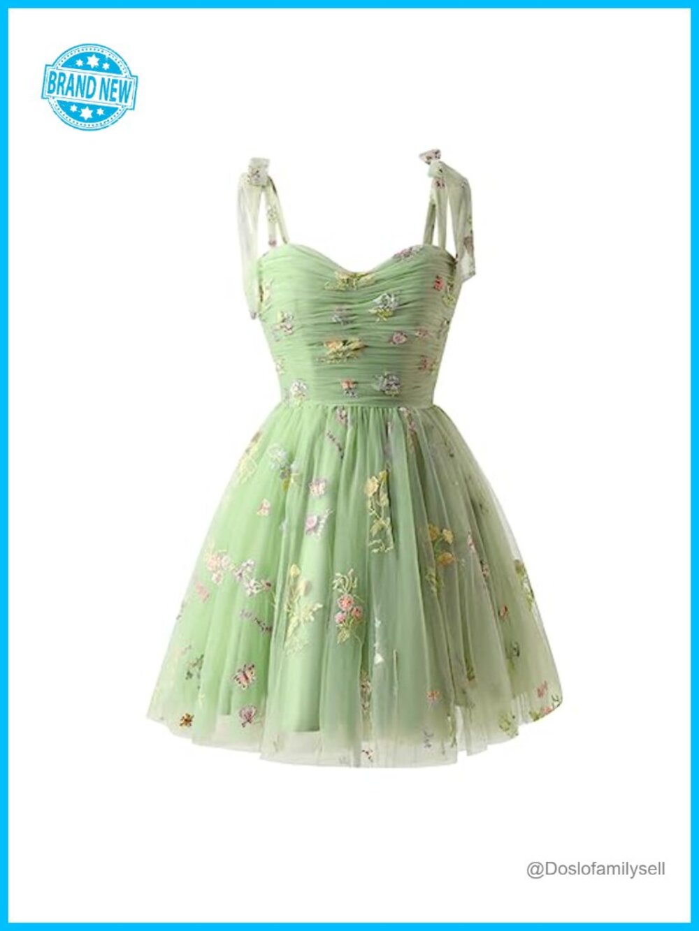 IWEMEK Tulle Prom Dress Sweetheart Embroidery Lace Up Back Mini Formal